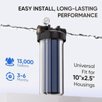 1 Micron 2.5" x 10" Whole House CTO Carbon Water Filter Cartridge Replacement for Under Sink Water Filter System, Dupont WFPFC8002, WFPFC9001, FXWTC, SCWH-5, WHEF-WHWC, WHCF-WHWC, AMZN-SCWH-5, 3Pack