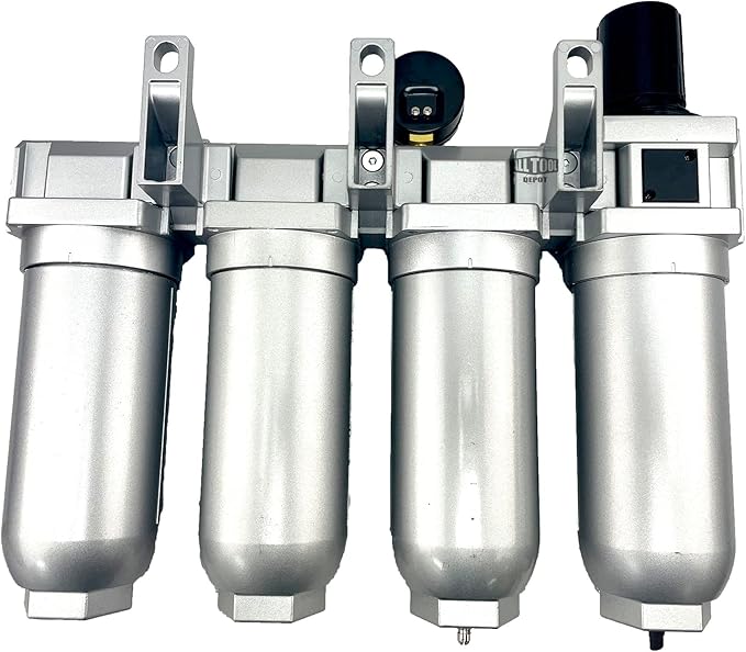 4 STAGE SUPER DUTY INDUSTRIAL GRADE ULTRA CLEAN FILTER REGULATOR COALESCING DESICCANT DRYER SYSTEM FOR COMPRESSED AIR LINES METAL BOWLS GREAT FOR PAINT SPRAY AND PLASMA CUTTER (1"NPT AUTO DRAIN)