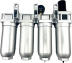 4 STAGE SUPER DUTY INDUSTRIAL GRADE ULTRA CLEAN FILTER REGULATOR COALESCING DESICCANT DRYER SYSTEM FOR COMPRESSED AIR LINES METAL BOWLS GREAT FOR PAINT SPRAY AND PLASMA CUTTER (3/4"NPT AUTO DRAIN)