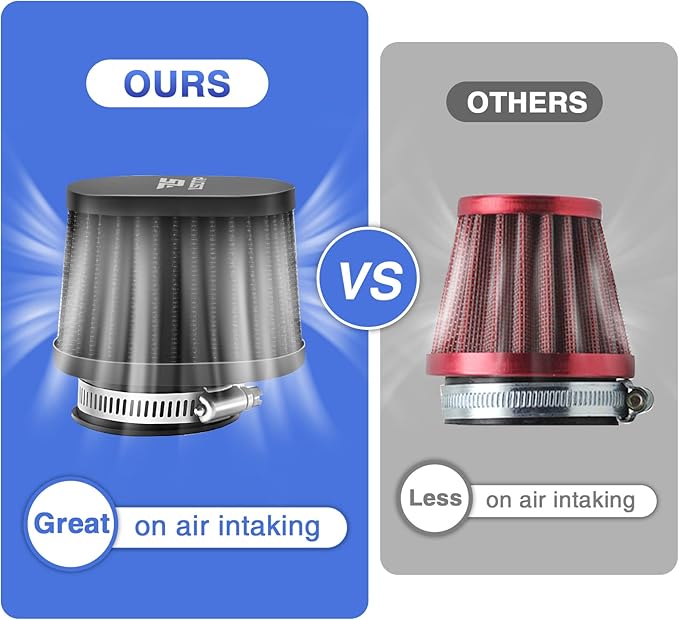 2PCS Motorcycle Air Filter Universal 45MM Replacement Engine Filter High Performance Air Filters Fit Motocross Carburetor Cleaner for Pit Bike Scooter Moped ATV (Black)