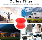 Reusable Silicon Resin Coffee Filter Strainer Dripper Portable Coffee Machine Accessory for Home Outdoor Camping Office Travel Lightweight Durable Easy Clean (Red)