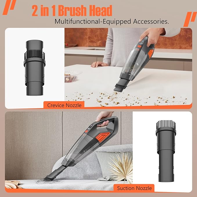 Handheld Vacuum Cordless Cleaner,Powerful Portable and Dust Buster Hand Vcauum Rechargeable with Large-Capacity Battery for CarPetOfficeHome (Mixed Colors) (Dark Purple)