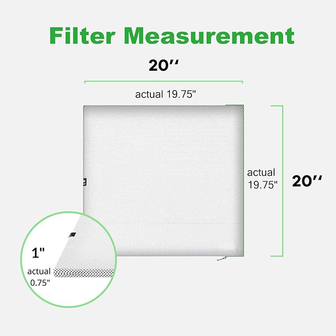 Reair 20x20x1 Extra Replacement Filter without Frame, Washable and Reusable Air Filter 20x20x1 for AC HVAC Furnace, MERV 8 Air Filters Machine Washable, AC Furnace Air Filter without Frame
