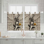 Funny Farm Animals Kitchen Curtains 36 Inch Length, Small Window Curtains Tab Top, Vintage Barn Brown Sunflowers Light Filtering Short Window Treatments Tier Drapes 27.5"x36" 2 Panel