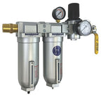 1/2" NPT Industrial (3-Stage) Moisture Removing Particulate Filter Water Separator and Oil, Moisture Vapor Removing Coalescing Filter and Air Pressure Regulator
