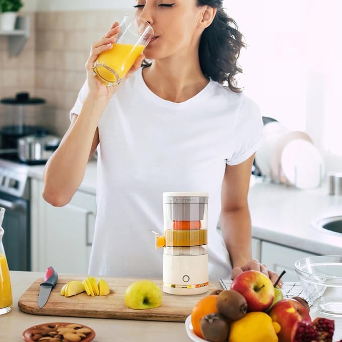 Automatic Juicer, Citrus Fruit Press Machine, Orange Juice Squeezer, Portable 7.4v Blender Container Advantage, Quick Extraction Functionality, Premium Kitchen Appliance Device, Lime Orange Use
