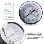 1/4" NPT Air Compressor Water Separator Regulator Filter Combo Compressed Air Filter Dryer Pressure Regulator with Gauge(0-150 psi) Poly Bowl Auto Drain Bracket - 3 in 1 Two Unit