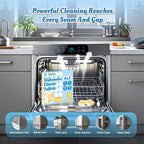 Dishwasher Cleaner Tablets Deodorizer Pods-24 Pack Deep Cleaning Dish Washer Descaler Freshener-Grime Limescale Heavy Duty Grease Odor Smell Remover-for All Dishwashers Lemon Foaming 1 Year Supply