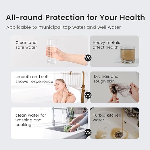 Waterdrop 3-Stage Whole House Water Filter System and Whole House Water Filter, Reduce Iron&Manganese, with Carbon&Sediment Filters, 7-Stage Filtration