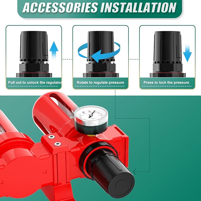 Industrial Grade 4-Stage Aluminum Air Drying System, 3/8 Inch NPT, 0-150 PSI, Desiccant Dryer, air Regulator, Particulate Filter and Coalescing Filter (Manual Drainage)
