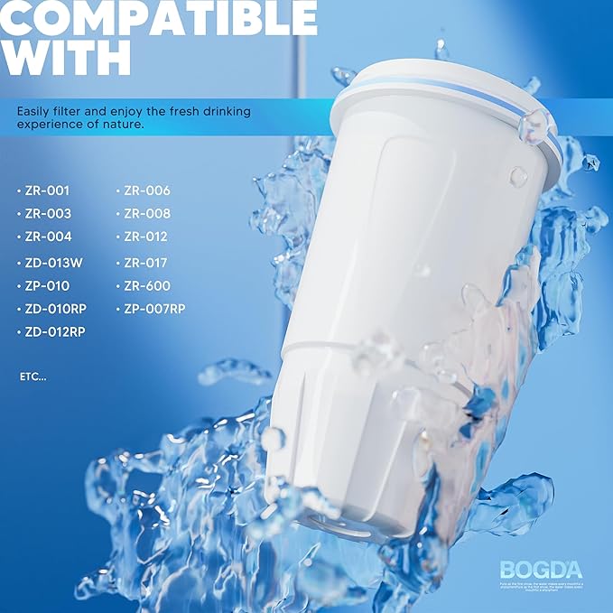 BOGDA 9 Pack Water Filter Replacement, 5-Stage Compatible with Zero Pitcher and Dispenser, Fit for ZR-001, ZR-017, ZR-004, etc.
