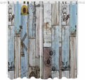 Blue Grey Wooden Living Room Curtains 96 Inch Length, Window Curtains Tab Top, Farmhouse Barn Sunflowers Retro Light Filtering Window Treatments Drapes 52"x96" 2 Panel