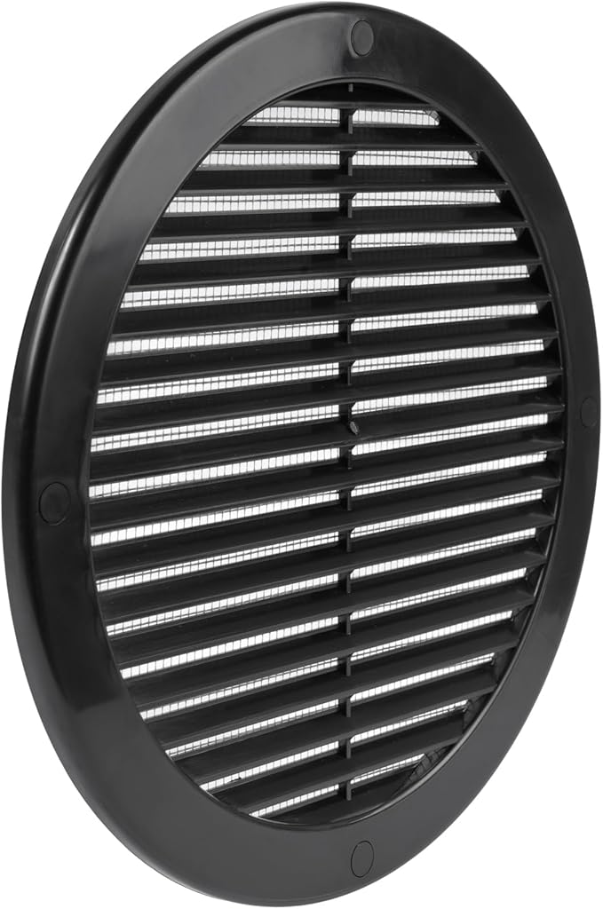 Vent Systems 8" Inch (Opening Dimensions) - Pack of 50 - Black Soffit Vent Cover - Plastic Round Air Vent Grille - Built-in Mesh Screen - HVAC Register Louver for Bathroom, Home, Kitchen