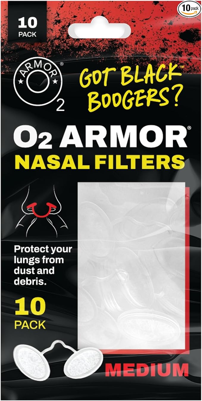 O2 Armor Nose Filters for Welders & Allergies - Nose Filter for Dust - Nasal Filters for Welding - Nose Dust Mask for Construction (10 Pack, Size Medium)