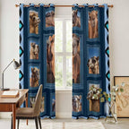 2 Panel Kitchen Cafe Curtains, Desert Camels Sunlight Filtering Nature Air Through, Home Decor Window Covering Tier Curtains for Living Room 104W x 90L inch Wildlife Brown Animals Blue Geometric