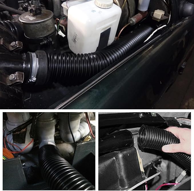 Sun Walker 3 Inch Cold Air Intake Pipe, Flexible Air Filter Intake Hose with Length from 11.8 Inch to 39.4 Inch, Adjustable High Flow Turbo Inlet Ducting for Car Truck SUV