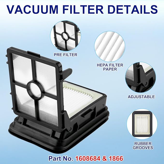 Lemige Brush Filter Replacement Parts for Bissell CrossWave Vacuum 3888A 1785 Pet Pro 2306A Cordless Wet Dry Vac, 2 Pack 2460 Multi-Surface Pet Brush Roll & 1866 Vacuum Filter, Part 1613568 1608684