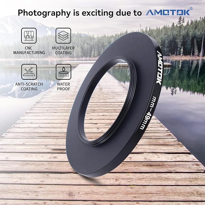 42mm Lens to 49mm Camera Lens Adapter,42mm to 49mm Filter Step up Ring Adapter Ring,Compatible All 49mm Filter Accessory