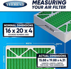 16x20x4 MERV 13 Air Filters, 2-Pack, Actual Size: 15.88” x 19.88” x 4.31”, Pleated Design with Enhanced Filter Media for Superior Filtration,Perfect for HVAC, AC & Furnace Systems