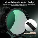 49mm 2 in 1 1/4 Black Mist & Reflectivity CPL Filter with ND2 Light Reduction, Nitto True Color Polarizer Lens Filter Circular Polarizing with