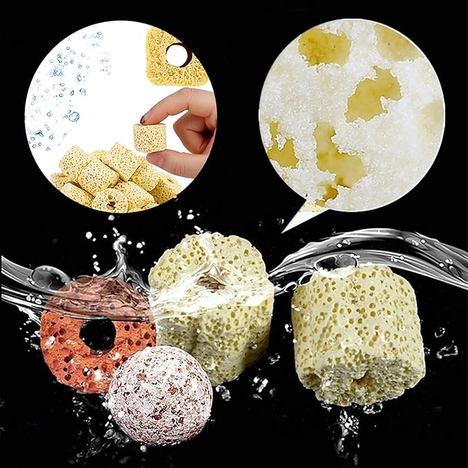 Aquarium Filter Media: 12-in-1 Bio Balls & Ceramic Rings Kit (500g) for Fish Tank or Pond - Includes Zippered Mesh Bag