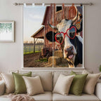 Farm Cows Bedroom Curtains 72 Inch Length, Window Curtains Tab Top, Farmhouse Barn Funny Animals Butterfly Light Filtering Window Treatments Drapes 52"x72" 2 Panel