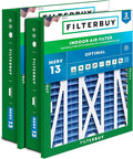 Filterbuy 20x25x5 Air Filter MERV 13 Optimal Smoke & Allergy Defense (2-Pack), Electrostatic Pleated HVAC AC Furnace Filters Replacement for Honeywell Return Grille (Actual Size: 18.38 x 23.38 x 3.69)