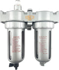 1/2" NPT MID FLOW 2 Stages Coalescing Filter Desiccant Dryer System For Compressed Air Lines, Poly Bowls, Great For Paint Spray And Plasma Cutter