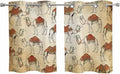 2 Panel Kitchen Cafe Curtains, Desert Sand Camel Sunlight Filtering Nature Air Through, Home Decor Window Covering Tier Curtains for Living Room 55W x 39L inch Summer Tropical Animals Vintage Beige