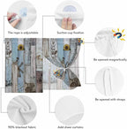 Blue Grey Wooden Magnetic Double Layer Car Window Shades,Side Window Curtains for Blackout/Breathable Mesh View,Farmhouse Barn Sunflowers Retro Privacy Sun Shades for Heat/UV Protection 26x20in 1pcs