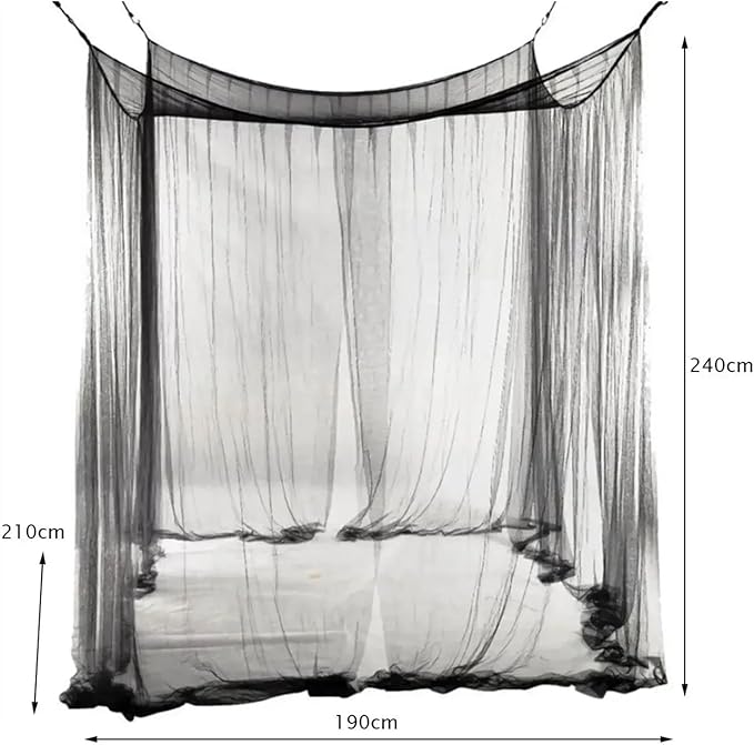 Canopy Bed Curtains Black/White/Beige Elegant Lace Canopy Curtain for Double King Size Bed(Beige)