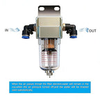 Air Compressor Water Separator 1/4”NPT,Compressed Air Line Filter,Air Dryer for Compressor AF2000-02,5 Micron Brass Element,Manual Drain,Bracket