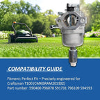 590400 Carburetor for 11.5HP 344CC Engine, Carb Kit with Air Filter, Fuel Line, Gaskets, Craftsman T100 Lawn Mower Repair Parts, Replace #796078 591731 796109 594593