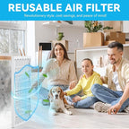 Reusable 14x25x1 Air Filter (MERV 8), 1 Foldable Frame + 6 Refills (Not Individual Filters), Greener HVAC AC Furnace Air Filters MPR 700&FPR 5(Actual Size:13.75"x24.75"x0.75")