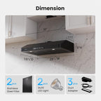 Range Hood 30 inch Under Cabinet, VIKIO HOME Hood Vents for Kitchen, Vent Hoods 30 inches with 980 CFM, 3 Speed Gesture Sensing, Teflon Coating, Non-stick and Easy to Clean, Black