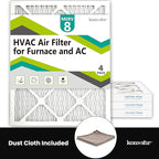 16x20x1 Air Filter MERV 8 (4-Pack), HVAC/Furnace AC Filter Replacement, Dust Defense–Comparable with MPR 600 & FPR 5 (Actual 15.75x19.75x0.75)