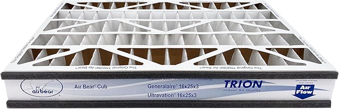 16x25x3 TRION Air Bear Cub Pleated HVAC Air Filter MERV 8 (4-Pack) (Actual Size: 15.75 x 24.75 x 3.06 Inches)