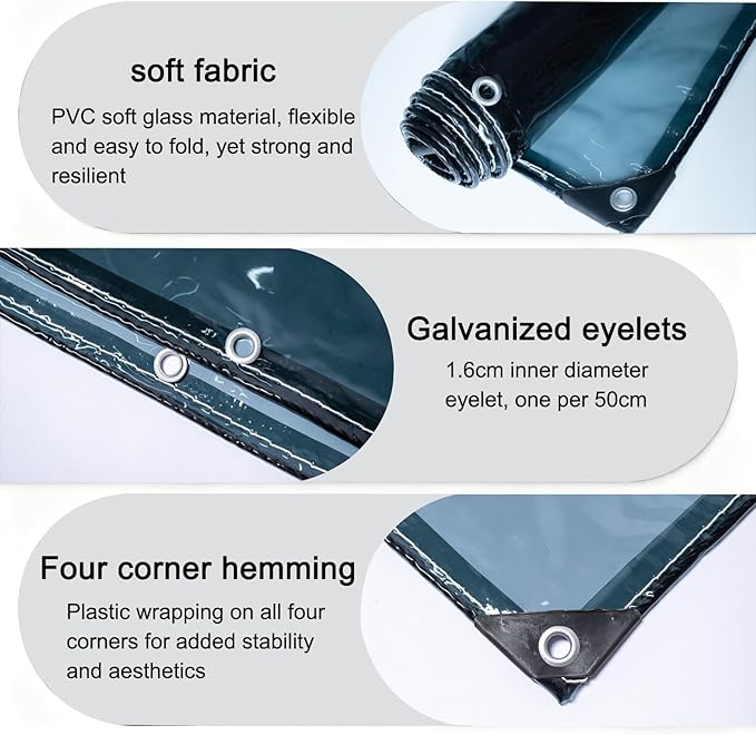 Curtain Patio Enclosure with Zippe, Heavy Duty PVC Transparent Tarpaulin Side Panels, Outdoor Clear Tarp Curtains for Porch, Pergola, Gazebo, Balcony, Patio(1.2x2.5m)