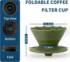 MERMOO YILAN Collapsible Coffee Dripper, Silicone Pour Over Coffee Filter Holder - Portable Reusable Foldable Coffee Maker Cone for 1~2 Cups, Travel, Camping, Gift (Black)