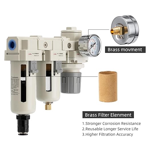 Air Pressure Regulator,Air Moisture Filter 3/4 NPT,Air Compressor Water Separator(0-150PSI), Manual-Automatic Integrated-Double Air Filters