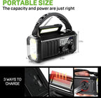 Emergency NOAA Weather Radio, 10000mAh/37000mWh,Solar Hand Crank Radio with AM/FM, Flashlight & Reading Light, Rechargeable Battery,SOS Alarm, for Valentines Day Gifts Indoor Outdoor Emergency
