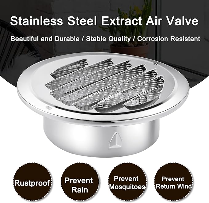 Zonon 12 Pcs Stainless Steel Soffit Vents 4 Inch Round Dryer Vent Cover with Mesh Screen for Home Outdoor Bathroom Wall Ceiling Outside Exterior Exhaust (Silver)