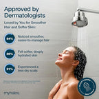 MyHalos® Filtered Shower Head for Hard Water Filter - High Pressure, Removes Chlorine - Shower Head Filter for Hard Water Softener Showerhead, Easy Install, For Hair & Skin, Filtering (Brushed Metal)