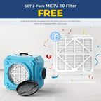 ALORAIR Air Scrubber with 3 Stage Filtration, Stackable Negative Air Machine for Industrial and Commercial Use, Heavy Duty Air Cleaner with MERV-10 Filter, HEPA/Activated carbon Filter, Blue