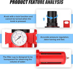 1/2" NPT Industrial Grade 5 Stage Aluminum Air Drying System, Coalescing Filter, Particulate Filter, Triple Desiccant Dryer and Air Regulator, Manual Drain For Plasma Cutter and Paint Spray