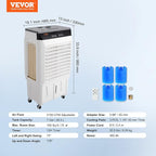 VEVOR Evaporative Air Cooler,2100 CFM 13X34 inch Air Cooler,3 Speeds and 12H Timer Portable Air Conditioner,Energy-Saved Swamp Cooler for party,pool and patio,7 Gal Water Tank & 750 Sq.Ft