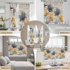 Spring Tulips Flower Living Room Curtains 84 Inch Length, Window Curtains Tab Top, Vintage Floral Barn Doors Rustic Beige Light Filtering Window Treatments Drapes 52"x84" 2 Panel