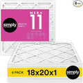 Simply 18x20x1 Air Filter, Merv 11, 6 Pack, For Home AC Furnace & HVAC (Actual Size: 17.81"x19.81"x0.75") DUST, Pet & Allergy Control,