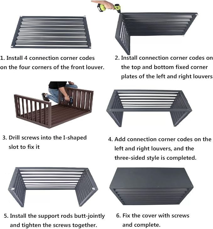 Multifunctional Aluminum Shutter Privacy Fence, Mini Split Cover for External Units, freestanding Enclosure to Cover Garbage Or Units, Noise Reduction, Suitable for Garden, Balcony, Outdoor ( Color :