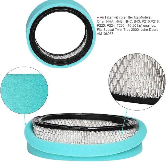 HIFROM Air Filter Pre Cleaner Compatible with Onan 140-2628 140-1228 140-2522 140-2628-01 Toro NN10774 John Deere AM106953 HE140-2628 Lawn Mower Air Cleaner